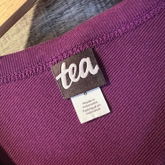 Tea Girls Ruffled Long Sleeve Plum‎ Purple Sweatshirt Top 8 Cotton Cottagecore - Picture 3 of 4